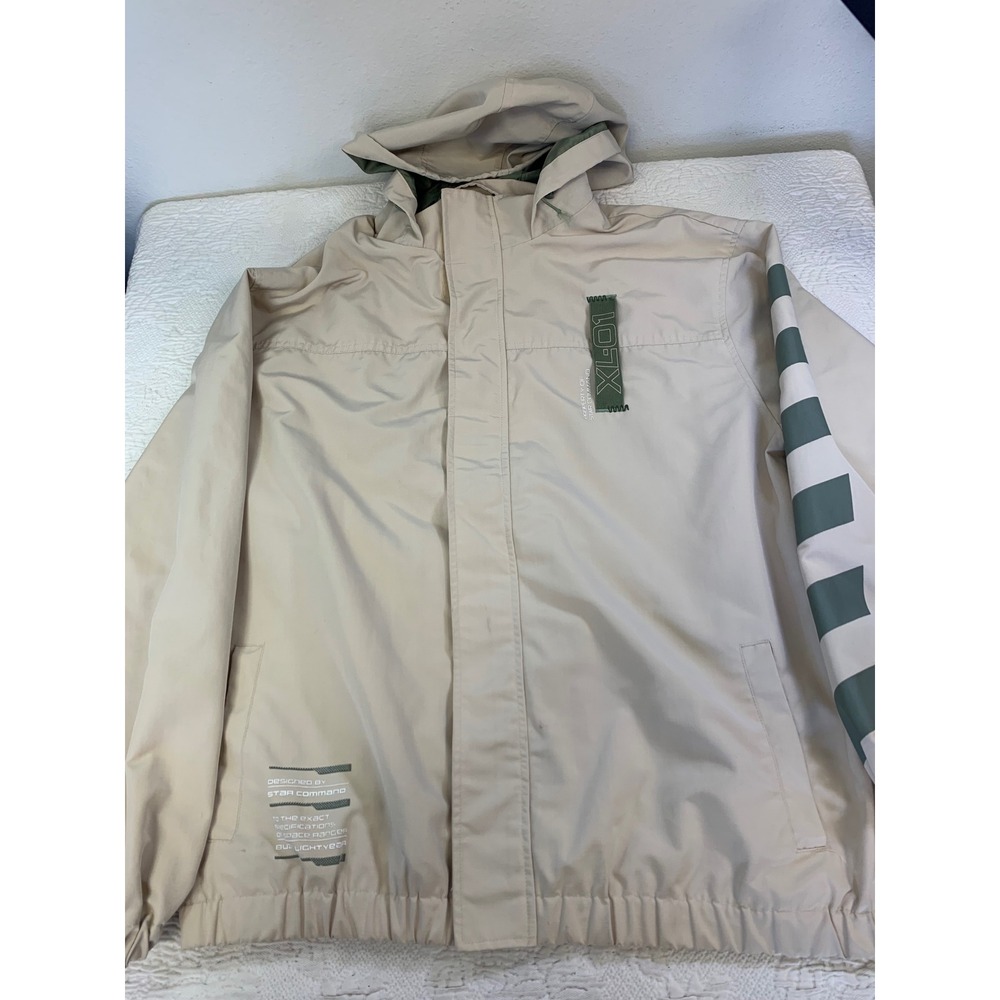 Disney Pixar Lightyear Star Command Jacket Mens XXL Tan Hooded Windbreaker XL-01